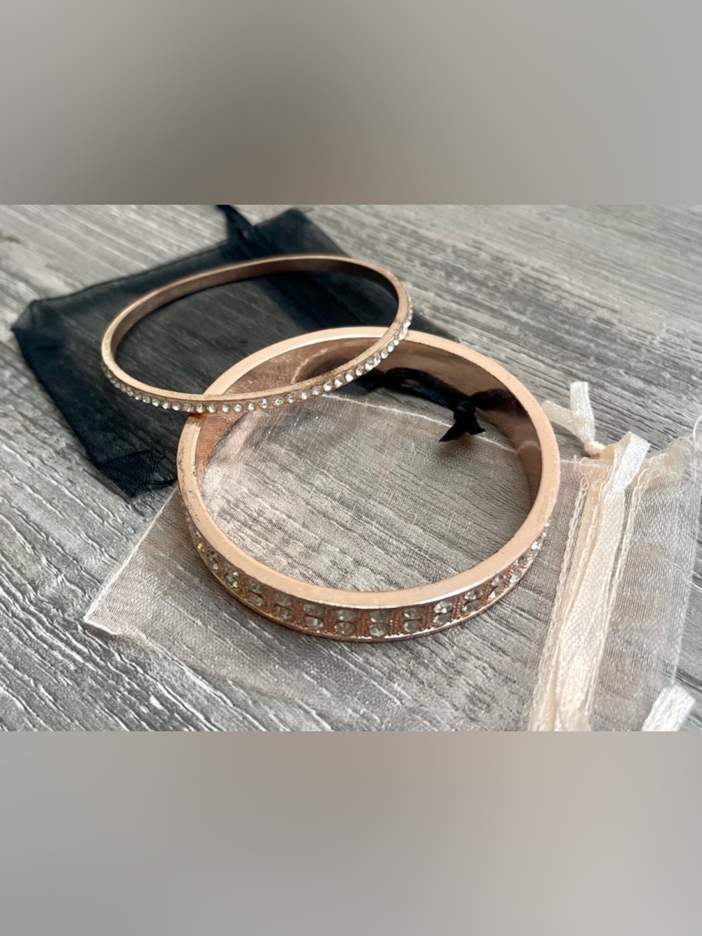 Two STUNNING Rose Gold Crystal Bangle Bracelets